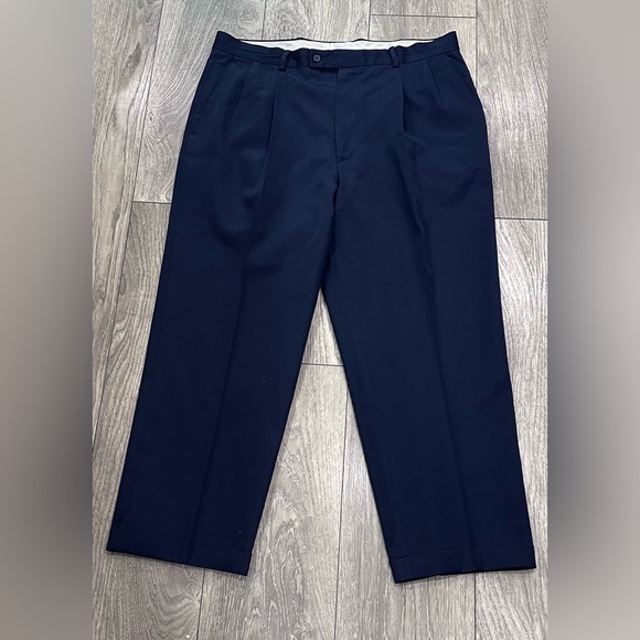 Louis Raphael Women’s Tailored Pants - Navy Blue, 100% Wool, Size 36 - Picture 1 of 11